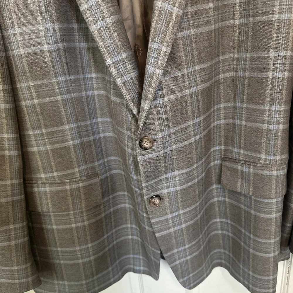 Lauren Ralph Lauren Men UltraFlex Plaid Sports Coat Blazer‎ Tan Blue Jacket 50R